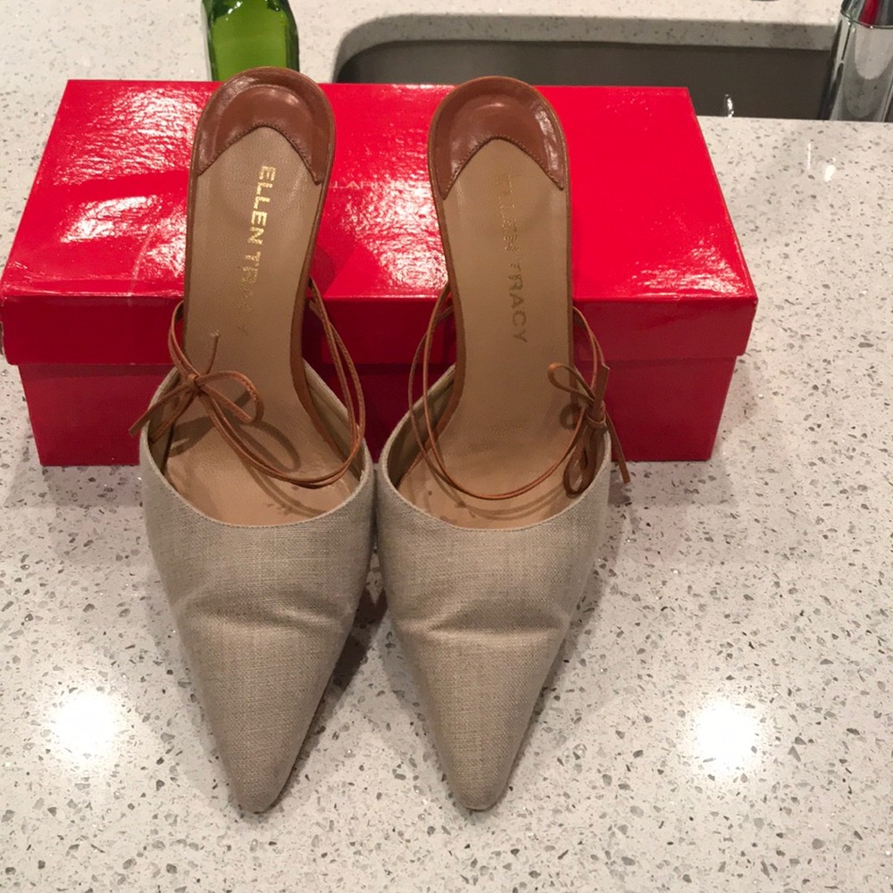Linen & Leather Mules